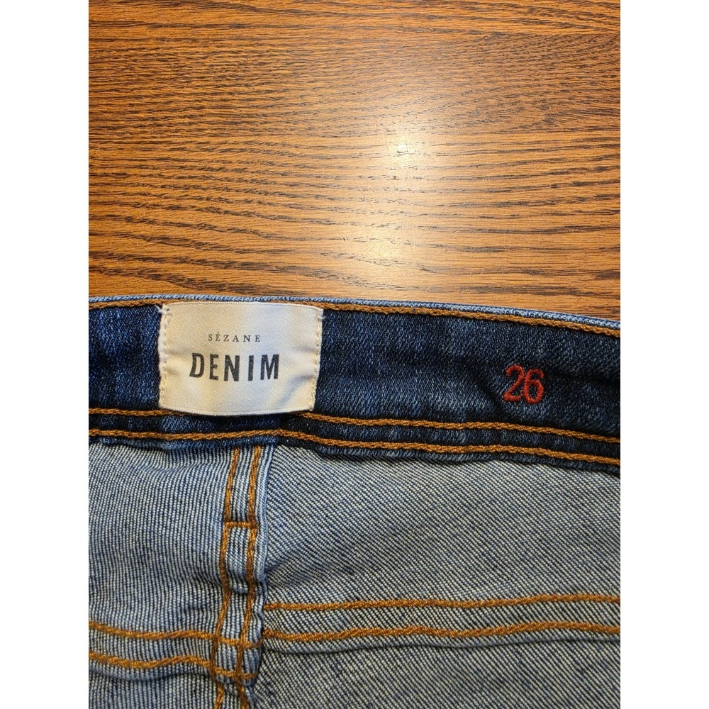 Sezane Jeans Womens Size 26 Dark Wash Mid Rise Skinny Raw Hem Stretch Denim - Picture 2 of 11
